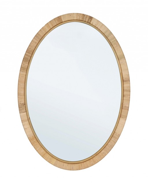 Oglinda decorativa Hakima Oval, Bizzotto, 50 x 70 cm, ratan/MDF, natural