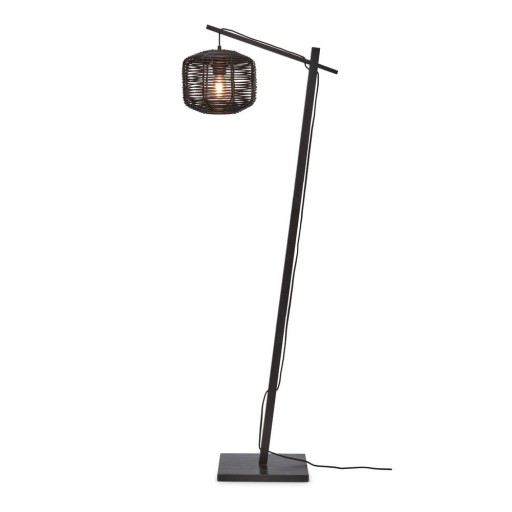 Lampadar negru cu abajur din ratan (înălțime 150 cm) Tanami – Good&Mojo