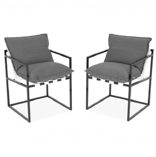Set 2 scaune pentru tesara/gradina Reef, 56x56x70 cm, aluminiu, negru/gri