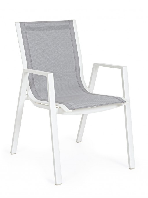 Scaun pentru gradina Pelagius, Bizzotto, 55x65.5x88 cm, aluminiu/textilena, alb