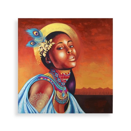 Tablou decorativ Ethnic Woman, Versa, 80x80 cm, canvas