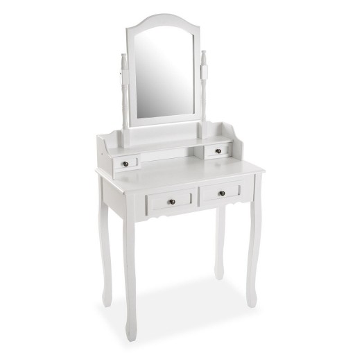 Masa de toaleta / machiaj cu oglinda, Versa, Venus, 40 x 146 x 75 cm, lemn/oglinda, alb