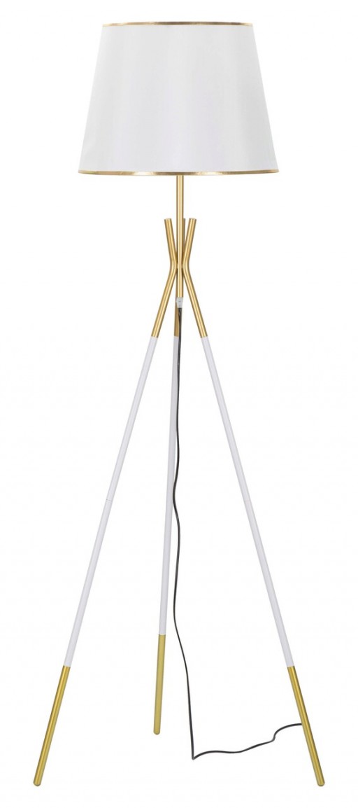 Lampadar Triply, Mauro Ferretti, Ø61 x 154 cm, 1 x E27, 40W, fier/textil, auriu/alb