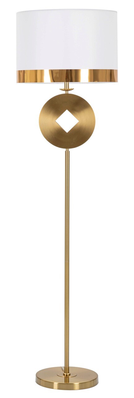 Lampadar Coin, Mauro Ferretti, Ø40 x 151 cm, 1 x E27, 40W, fier/textil, auriu/alb