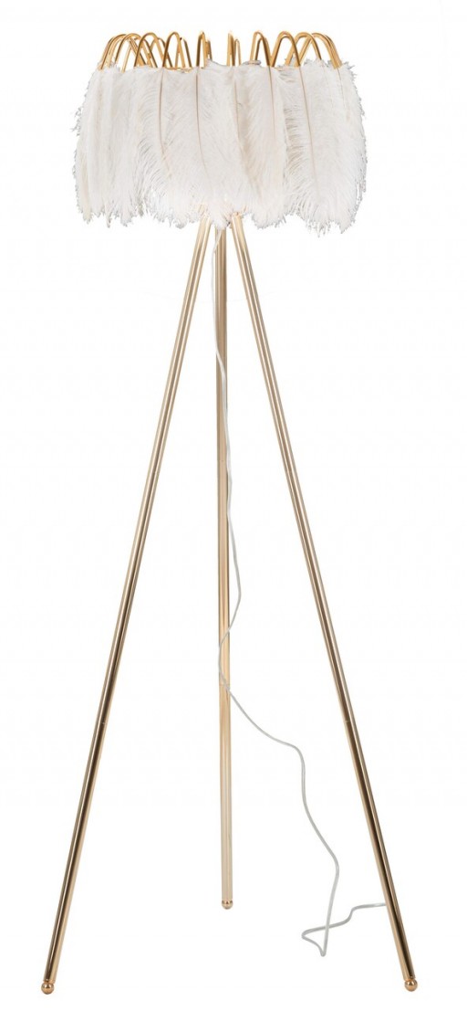 Lampadar Feather, Mauro Ferretti, Ø46 x 147 cm, 1 x E27, 40W, fier/plastic, auriu/alb