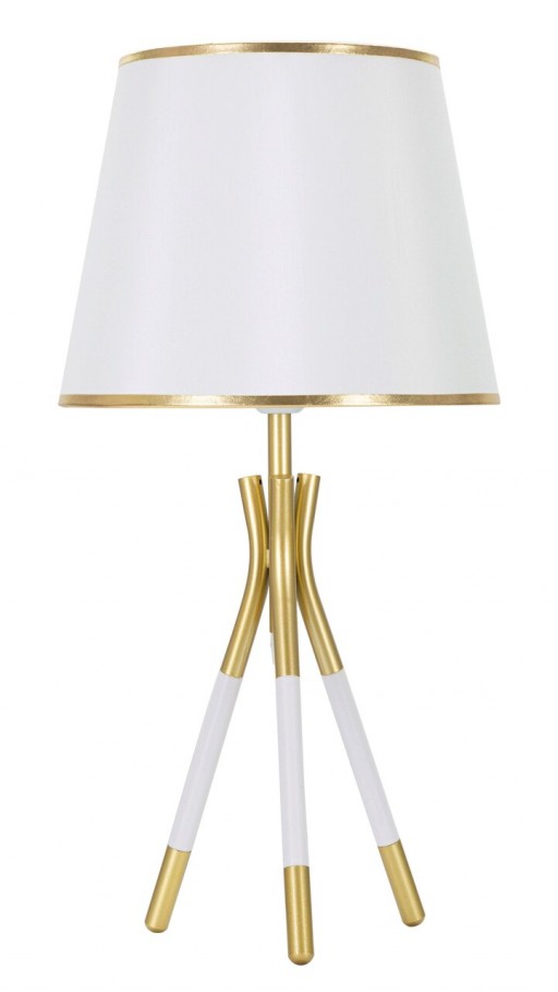 Lampa de masa Triply, Mauro Ferretti, Ø28 x 57 cm, 1 x E27, 40W, fier/textil, auriu/alb