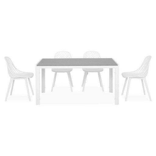 Set mobilier gradina/terasa Encore/Cosmos, 5 piese, 150x90x74 cm/46.5x54x84 cm, aluminiu/polipropilena, alb/gri