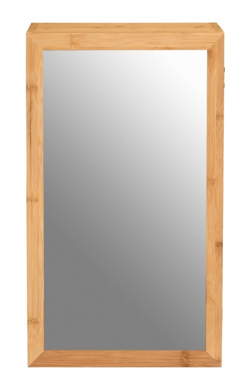 Dulapior cu oglinda pentru baie, Wenko, Bambusa, 35 x 60 x 14 cm, bambus/sticla, natur