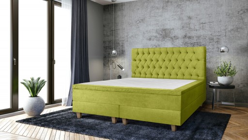 Pat matrimonial, Stockholm, Chester E, 160x200 cm, saltea tip Pocket, topper memory, Verde