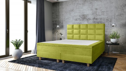 Pat matrimonial, Stockholm, Cubic E, 160x200 cm, saltea tip Pocket, topper memory, Verde