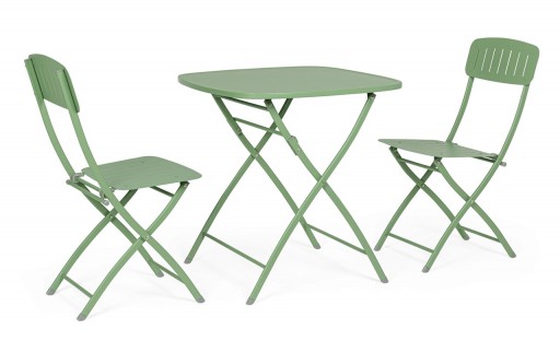 Set mobilier de gradina 3 piese Yvonne, Bizzotto, otel, finisaj mat, verde sage