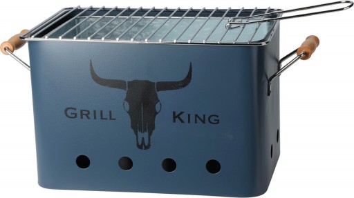 Gratar dreptunghiular Grill King, 32 x 20 x 20 cm, metal, albastru mat