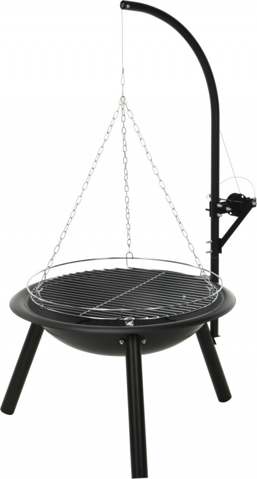 Gratar / Semineu aer liber cu gratar BBQ Firebowl, 55x100 cm, metal, negru