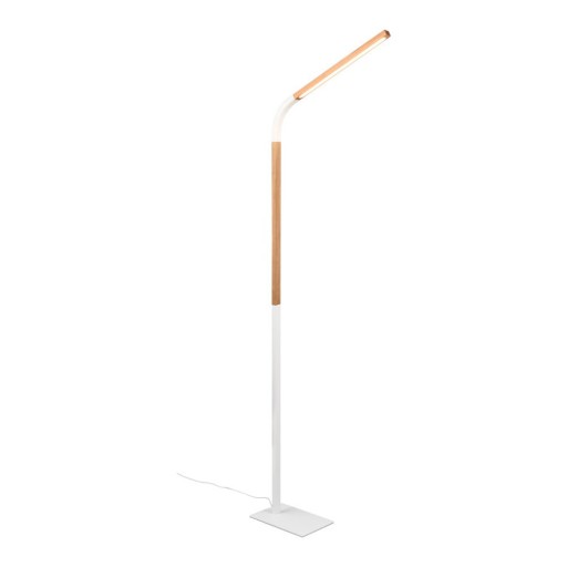 Lampadar alb/în culoare naturală LED cu abajur din lemn (înălțime 169,5 cm) Norris – Trio