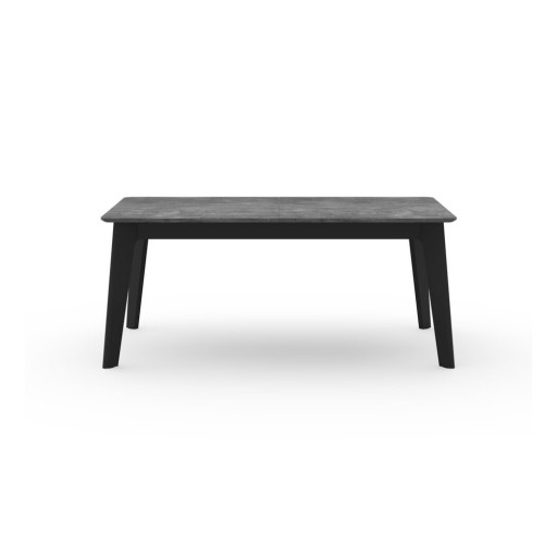 Masă de dining neagră extensibilă cu blat cu aspect de lemn de beton 100x180 cm Shadow – TemaHome