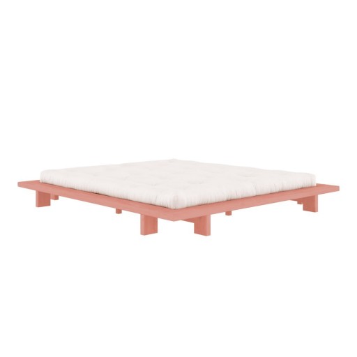 Pat matrimonial roz deschis din lemn masiv de pin cu somieră 180x200 cm Japan – Karup Design