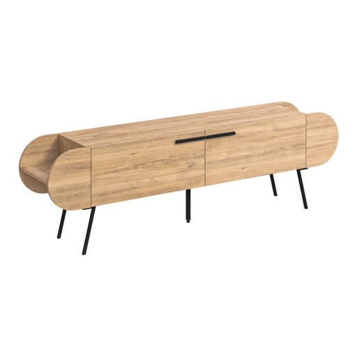 Masă TV în culoare naturală cu aspect de lemn de stejar 195x57 cm Saluso – Marckeric