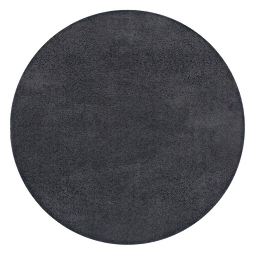 Covor gri închis lavabil rotund din fibre reciclate 133x133 cm Fluffy – Flair Rugs