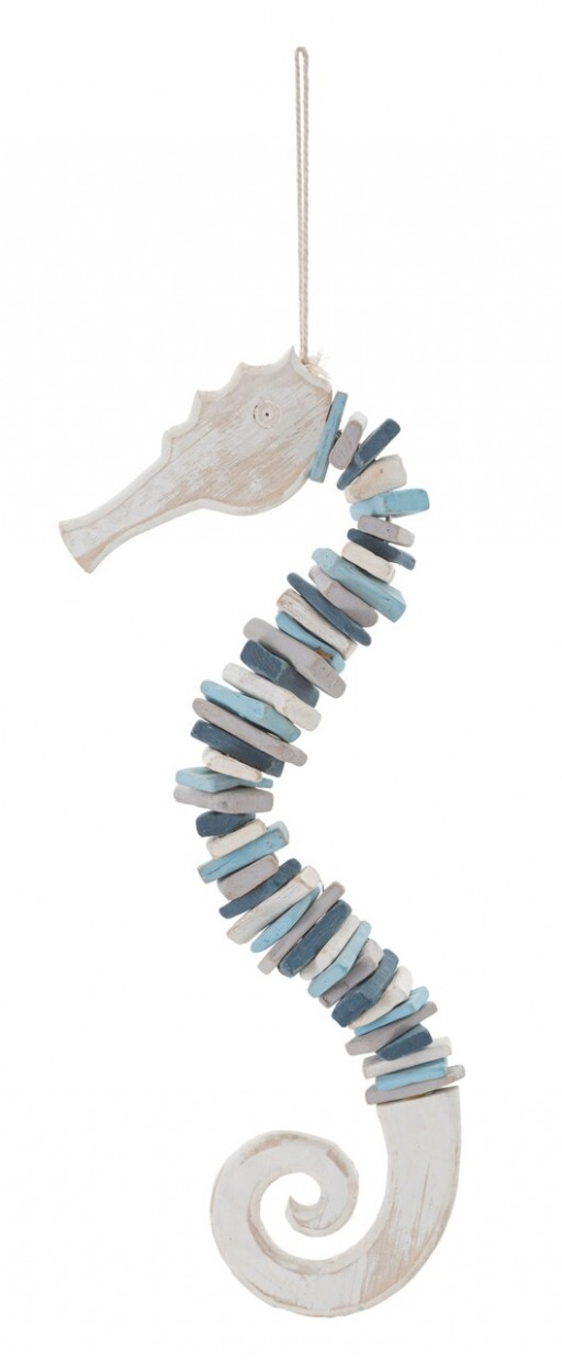 Decoratiune suspendabila Sea Horse, Mauro Ferretti, 22x6x55 cm, lemn de tanoak, multicolor