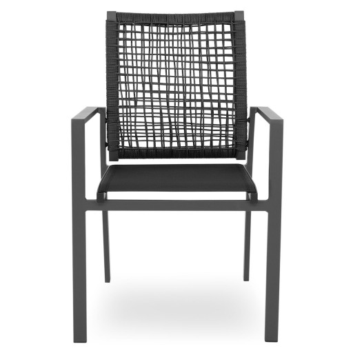 Scaun suprapozabil, Mauro, L.56 l.62 H.92, aluminiu/fibre sintetice/textilina, gri/negru