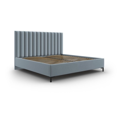 Pat matrimonial albastru deschis tapițat cu spațiu de depozitare și somieră 180x200 cm Casey – Mazzini Beds