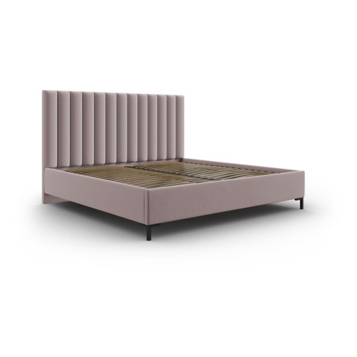 Pat matrimonial roz deschis tapițat cu spațiu de depozitare și somieră 160x200 cm Casey – Mazzini Beds