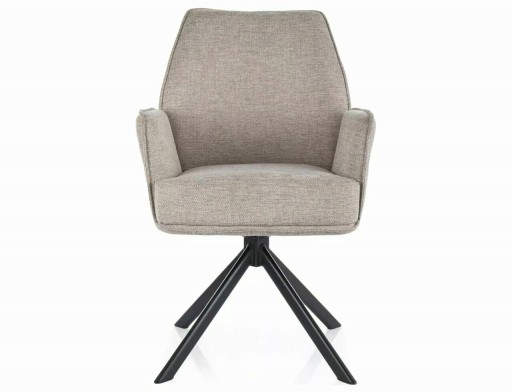 Scaun rotativ Hugo Brego, Signal, 58x46x90 cm, textil/otel, bej/negru