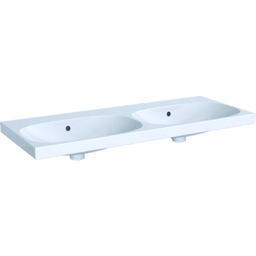 Lavoar dublu Geberit Acanto 120x48.2cm fara orificii baterie montare pe mobilier alb