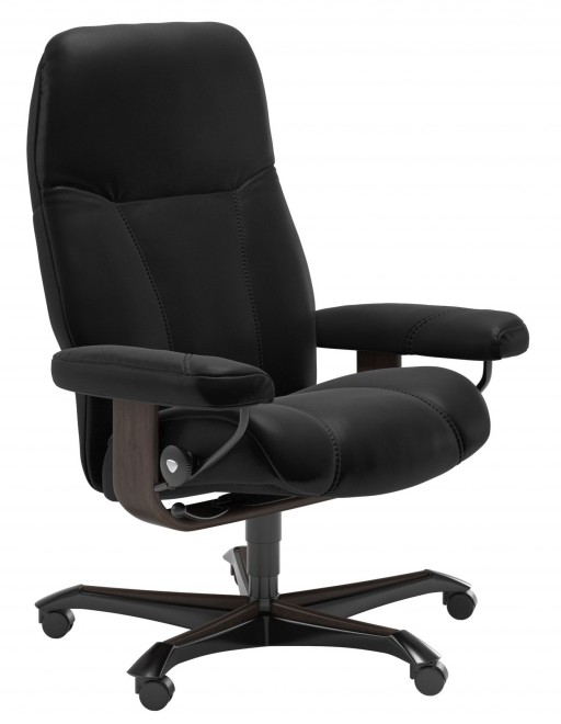 Scaun birou Stressless Consul Office cadru wenge tapiterie piele Batik Black