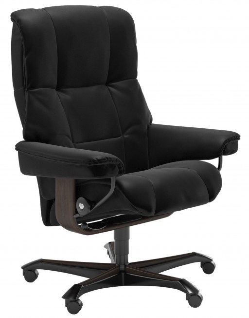 Scaun birou Stressless Mayfair Office cadru wenge tapiterie piele Batik Black