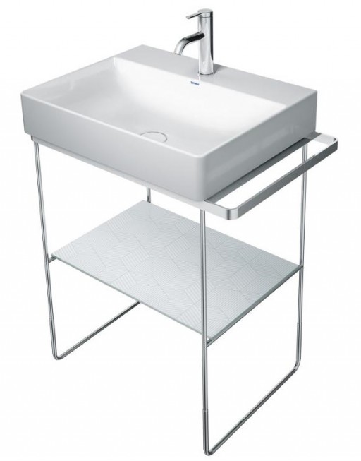 Consola metalica pe pardoseala pentru lavoar Duravit DuraSquare 665x451mm cu port-prosop reversibil fara raft crom