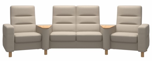 Canapea cu 4 locuri Stressless Wave M Sector setup 121 cu spatar inalt picioare lemn oak tapiterie piele Paloma Fog