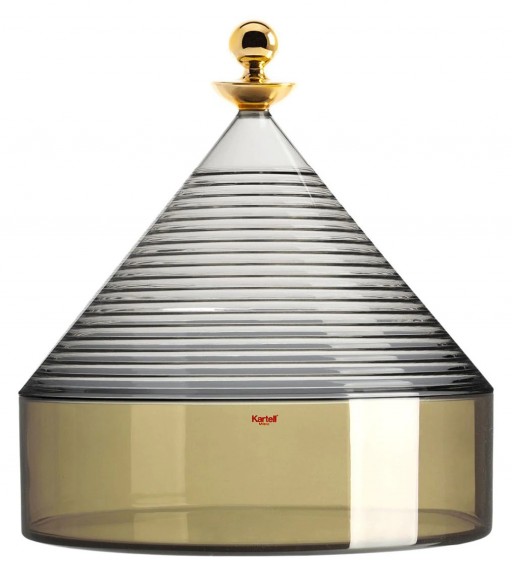 Bol cu capac Kartell Trullo design Fabio Novembre d25cm h27cm gri-verde