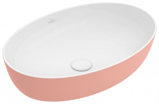 Lavoar tip bol Villeroy & Boch Artis 61x41cm fara orificiu baterie fara preaplin montare pe blat Powder