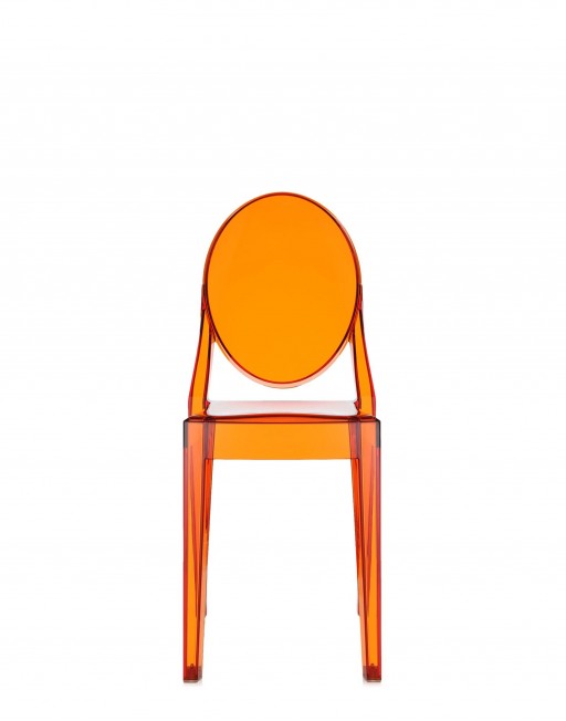 Set 2 scaune Kartell Victoria Ghost design Philippe Starck portocaliu transparent