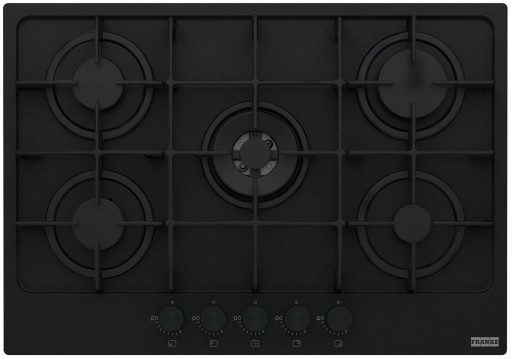 Plita gaz incorporabila Franke Maris 750 FHMA 755 4G DC MB C cu 5 arzatoare 75cm gratare fonta Matte Black