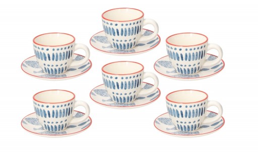 Set 6 cesti de cafea cu farfurii, Metropolis Tirreno, Tognana, 95 ml, ceramica glazurata, multicolor