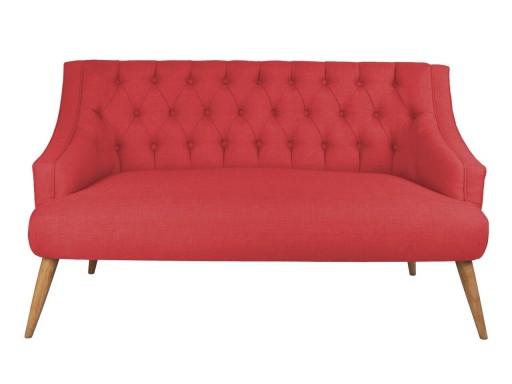 Canapea fixa Lamont, Zeon, 2 locuri, 140x74x80 cm, lemn, rosu