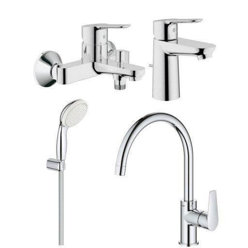 Set baterii baie si bucatarie Grohe Bauedge porter (23328000,23334000,27799001,31367001) 