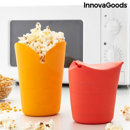 Recipient pentru prepararea popcornului din silicon pliabil Popbox InnovaGoods 2 piese, silicon