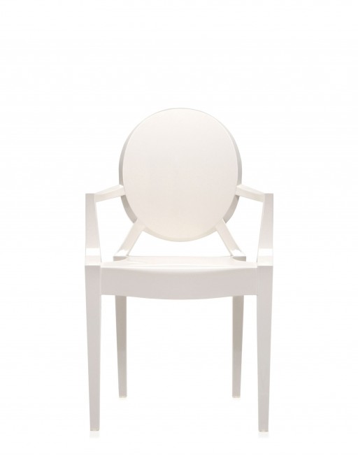 Set 2 scaune Kartell Louis Ghost design Philippe Starck alb lucios