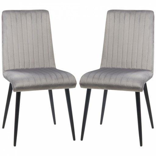HOMCOM Set 2 Scaune Elegante pentru Dining, Catifea Gri și Picioare din Oțel, Confortabile, Suportă până la 120kg | Aosom Romania