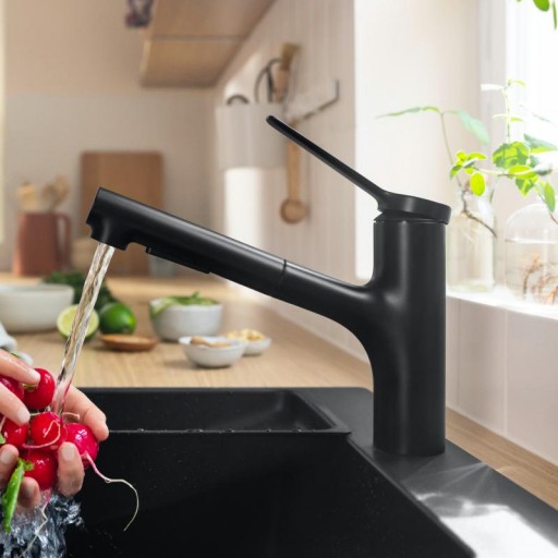 Baterie bucatarie Hansgrohe Zesis M33 150, dus extractibil,2 jeturi , negru mat - 74800670