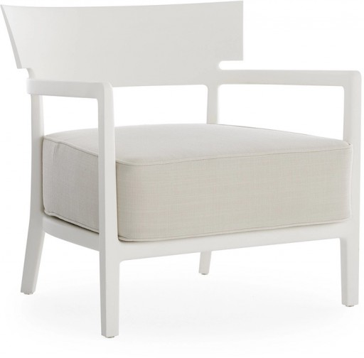 Fotoliu exterior Kartell Cara Mat Outdoor design Philippe Starck & Sergio Schito cadru alb mat perne alb