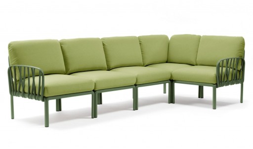 Canapea modulara exterior Nardi Komodo 5 294x154cm cadru verde perne verde avocado Sunbrella