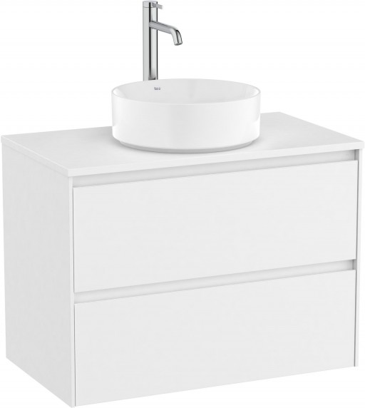 Dulap baza Roca Ona cu doua sertare 80cm pentru lavoar pe blat alb mat