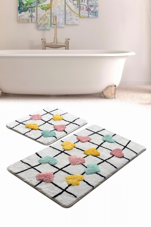Set covorase de baie 2 piese, Chilai, My Heart, Acril, Multicolor