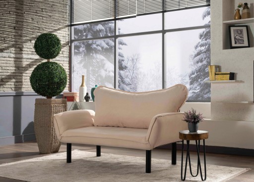 Canapea extensibilă cu 2 locuri, Futon, 859FTN1228, Metal, Crem