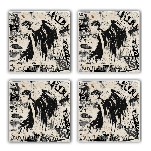 Set suporturi de pahare, Taylor, 366TYR1194, Piatra, 10 x 10 x 1 cm, 4 piese, Multicolor
