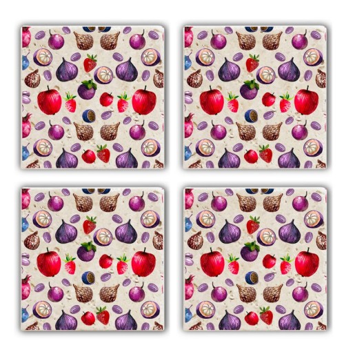 Set suporturi de pahare, Taylor, 366TYR1102, Piatra, 10 x 10 x 1 cm, 4 piese, Multicolor